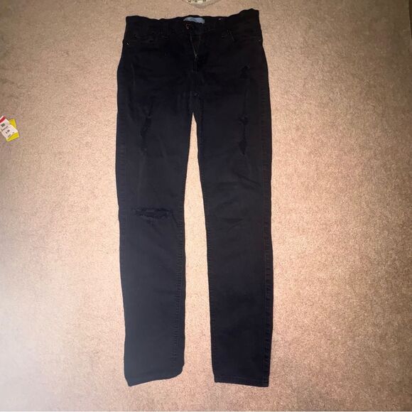 7 FOR ALL MANKIND The Ankle Skinny Black Distressed Jeans - Size 27 - Picture 2 of 4